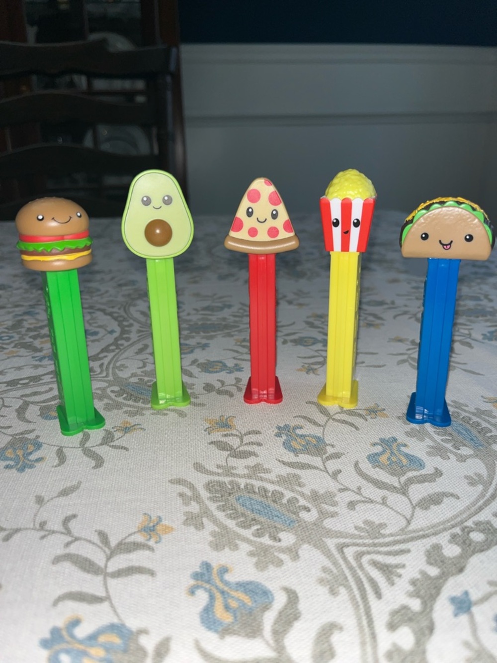 Food Friends Pez Candy Dispensers - Set of 5 (Green, Red, Yellow, Blue)